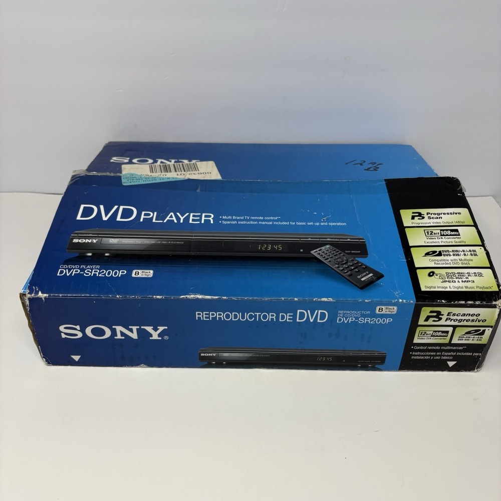 Sony DVP-SR200P DVD Player Complete in Box Tested w/ Remote Manual